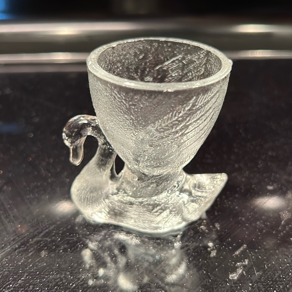 Vintage Clear Glass Swan Egg Cup